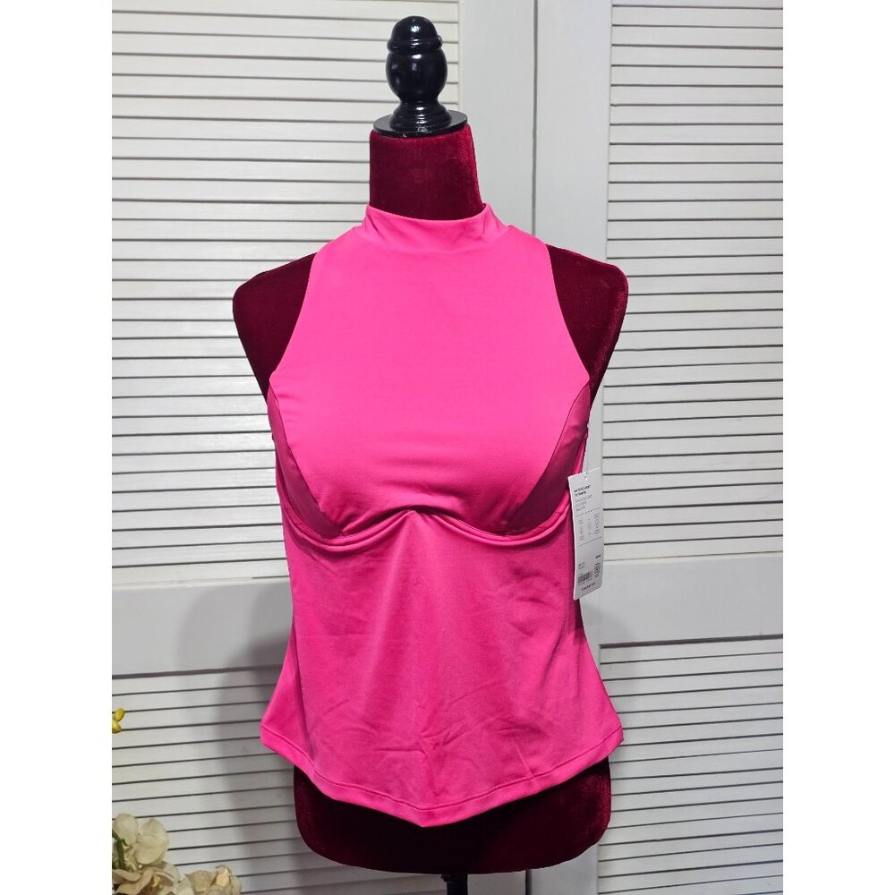 NWT Athleta Women's Tulip Pink Maldives Sport Zip Tankini Top Size 36B/C 3169
